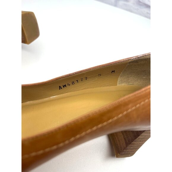 Stuart Weitzman Peep Toe Brown Leather Heels Size 5 M Ladies Vintage - Picture 8 of 10